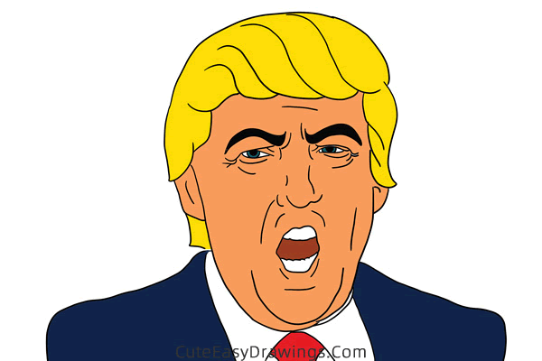 how to draw donald trump - www.cuteeasydrawings.com