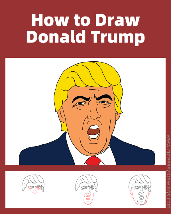 how to draw donald trump - www.cuteeasydrawings.com