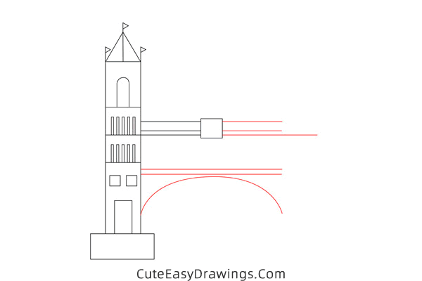 how to draw tower bridge - www.cuteeasydrawings.com