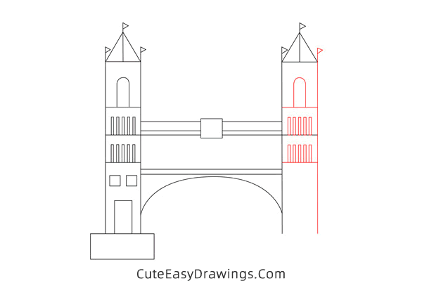 how to draw tower bridge - www.cuteeasydrawings.com