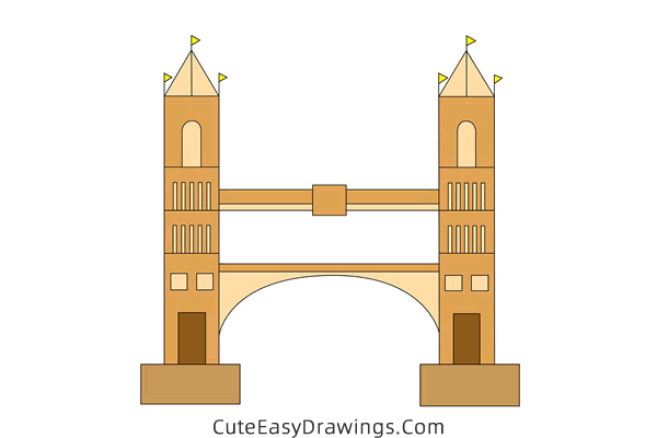 how to draw tower bridge - www.cuteeasydrawings.com