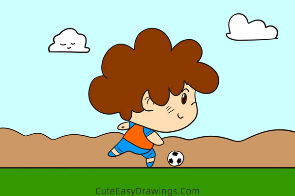 how to draw a soccer player - www.cuteeasydrawings.com