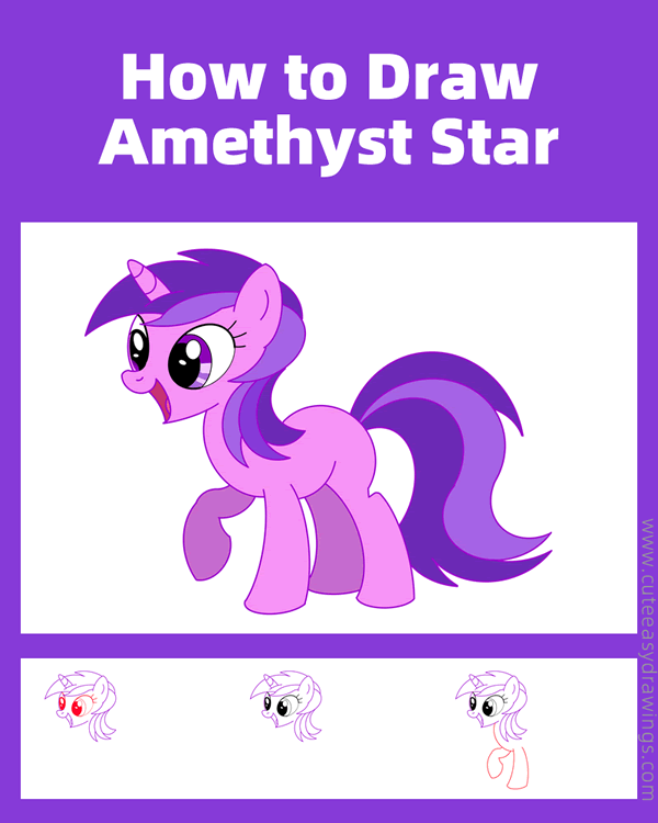 how to draw amethyst star from my little pony - www.cuteeasydrawings.com