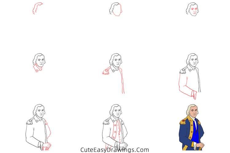 how to draw george washington - www.cuteeasydrawings.com