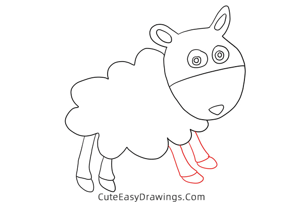 how to draw a lamb - www.cuteeasydrawings.com