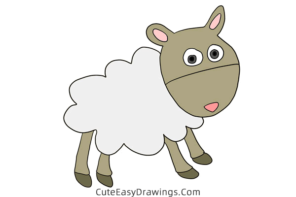 how to draw a lamb - www.cuteeasydrawings.com