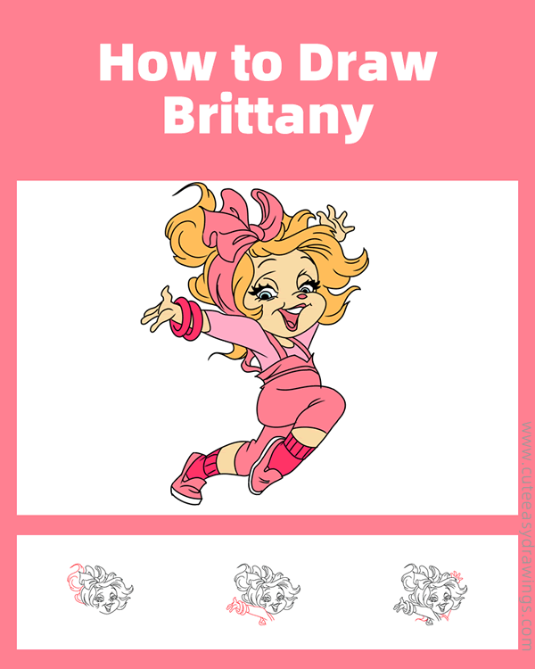 how to draw brittany from alvin and the chipmunks - www.cuteeasydrawings.com