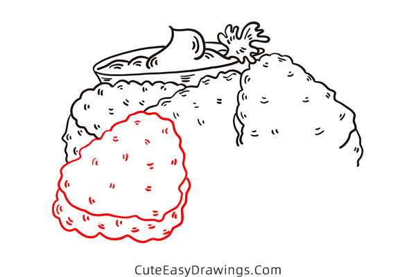 how to draw chicken nuggets - www.cuteeasydrawings.com