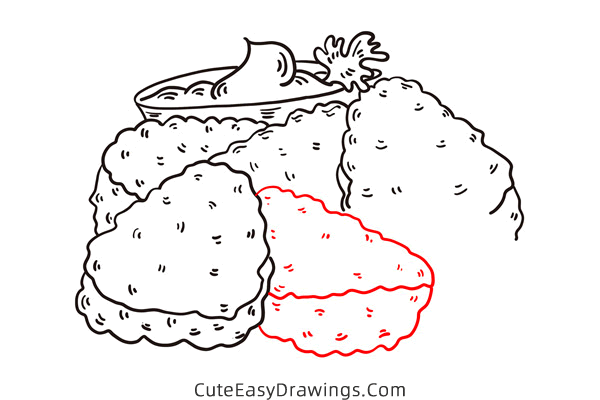 how to draw chicken nuggets - www.cuteeasydrawings.com