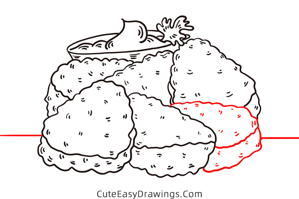 how to draw chicken nuggets - www.cuteeasydrawings.com