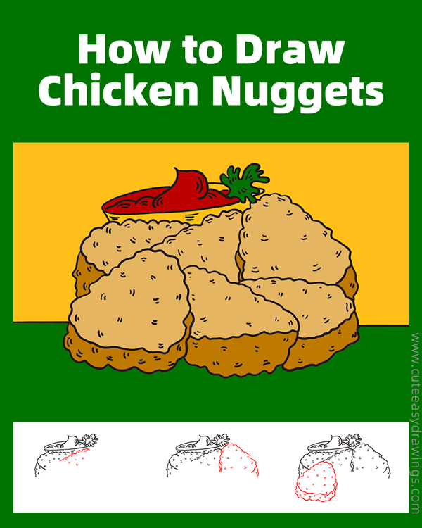 how to draw chicken nuggets - www.cuteeasydrawings.com