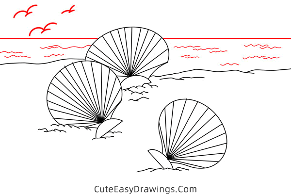 how to draw a seashell - www.cuteeasydrawings.com