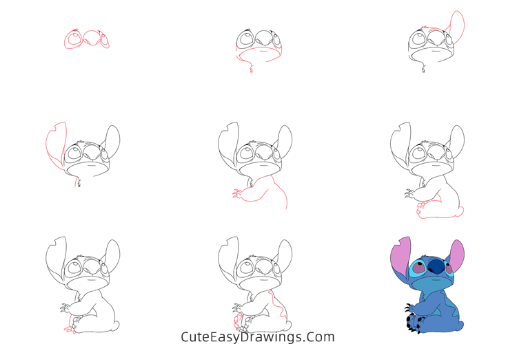 how to draw stitch looking up - www.cuteeasydrawings.com