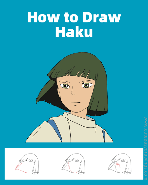 how to draw haku from spirited away - www.cuteeasydrawings.com