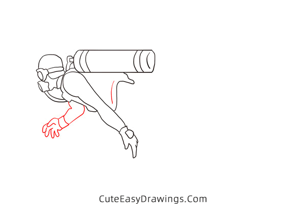 how to draw a scuba diver - www.cuteeasydrawings.com