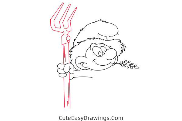 how to draw farmer smurf - www.cuteeasydrawings.com