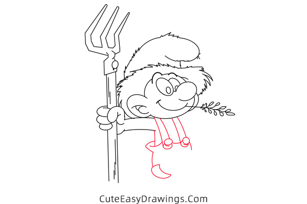 how to draw farmer smurf - www.cuteeasydrawings.com