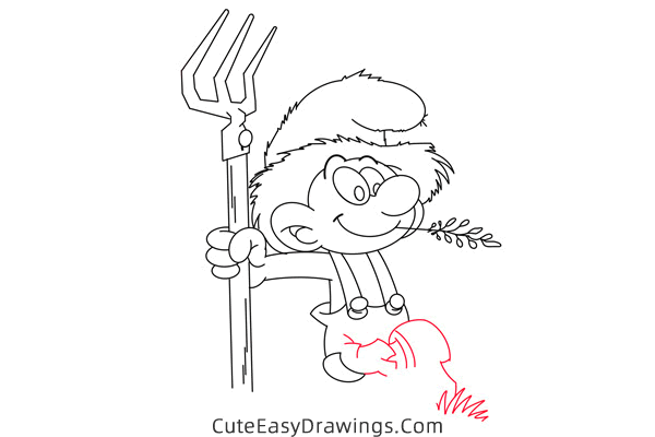 how to draw farmer smurf - www.cuteeasydrawings.com