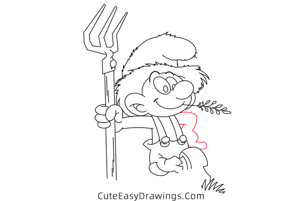 how to draw farmer smurf - www.cuteeasydrawings.com