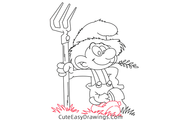 how to draw farmer smurf - www.cuteeasydrawings.com