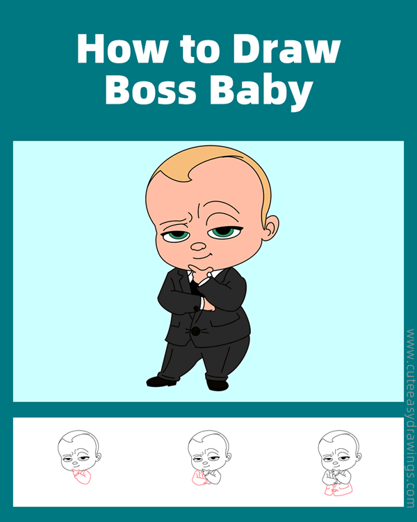 how to draw boss baby - www.cuteeasydrawings.com