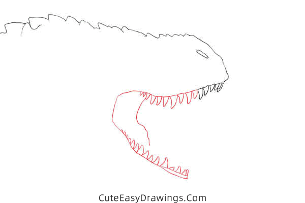 how to draw a realistic t rex head - www.cuteeasydrawings.com