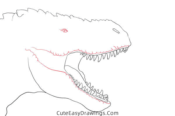 how to draw a realistic t rex head - www.cuteeasydrawings.com