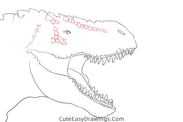 how to draw a realistic t rex head - www.cuteeasydrawings.com