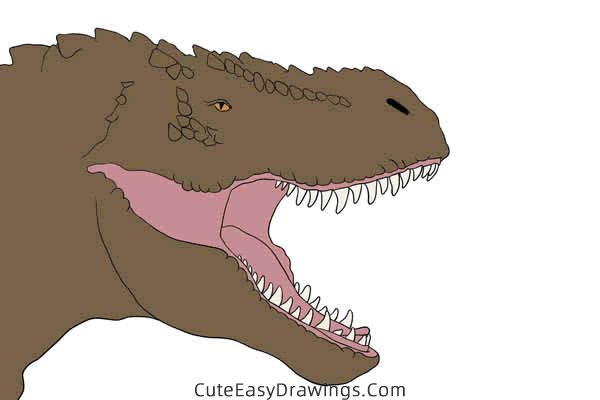 how to draw a realistic t rex head - www.cuteeasydrawings.com