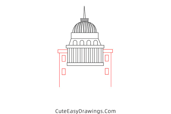 how to draw the white house - www.cuteeasydrawings.com