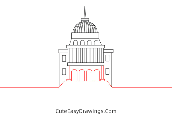 how to draw the white house - www.cuteeasydrawings.com