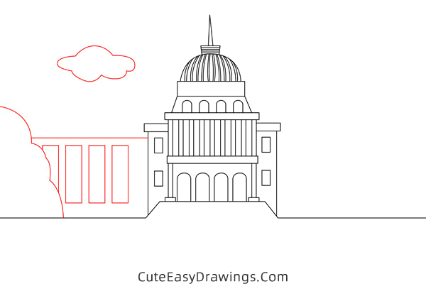 how to draw the white house - www.cuteeasydrawings.com