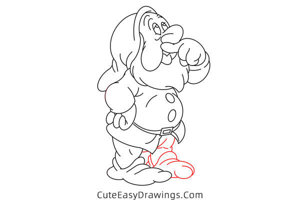 how to draw sneezy dwarf - www.cuteeasydrawings.com