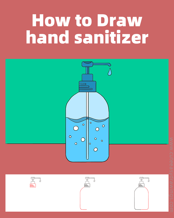 how to draw hand sanitizer - www.cuteeasydrawings.com