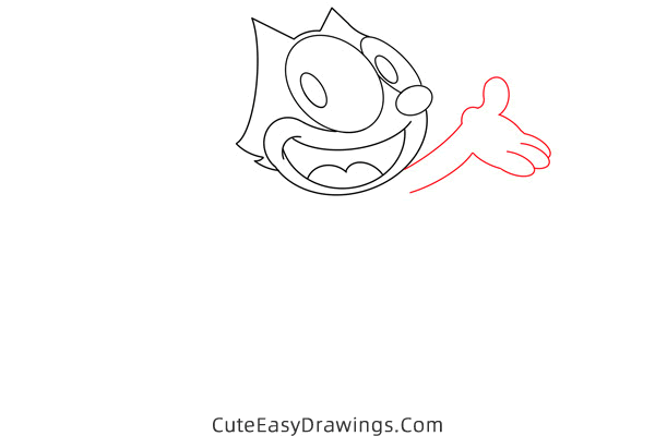 how to draw felix the cat - www.cuteeasydrawings.com