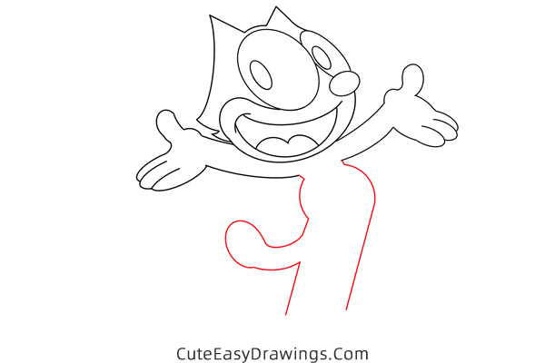 how to draw felix the cat - www.cuteeasydrawings.com