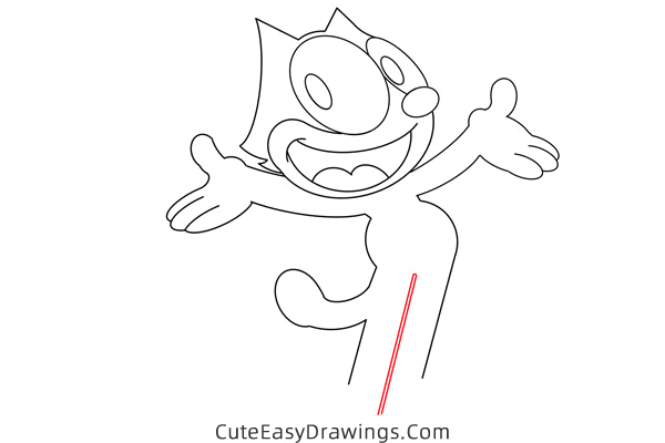 how to draw felix the cat - www.cuteeasydrawings.com