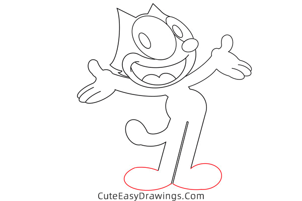 how to draw felix the cat - www.cuteeasydrawings.com