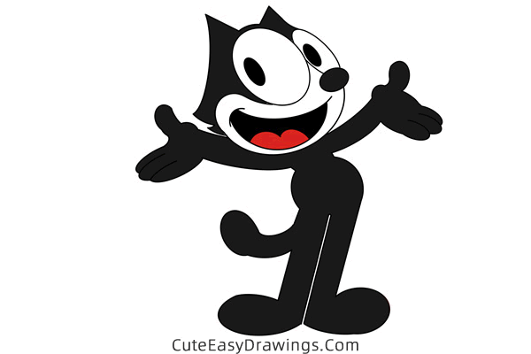 how to draw felix the cat - www.cuteeasydrawings.com