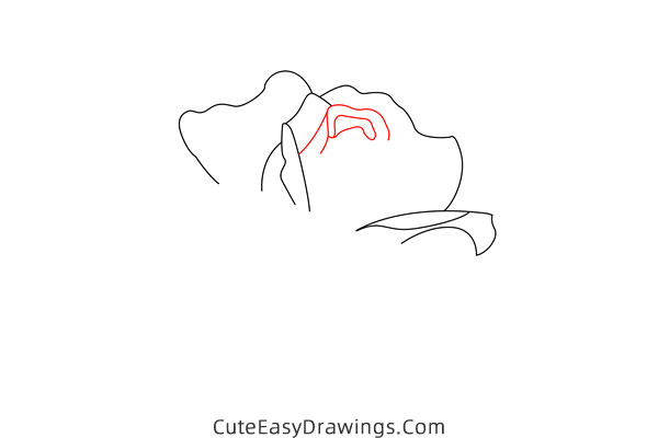 how to draw a blooming rose - www.cuteeasydrawings.com