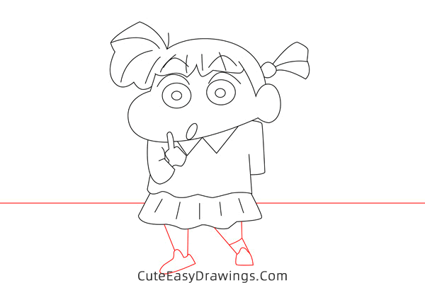 how to draw nene sakurada from crayon shin chan - www.cuteeasydrawings.com