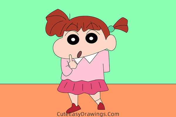 how to draw nene sakurada from crayon shin chan - www.cuteeasydrawings.com