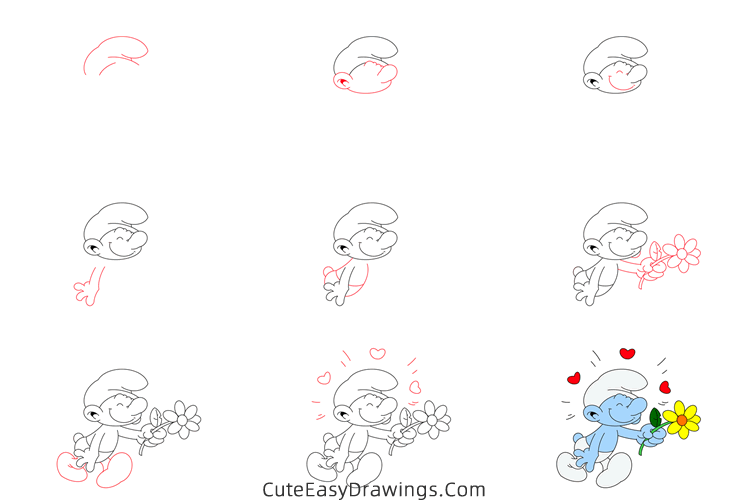 how to draw hefty smurf - www.cuteeasydrawings.com