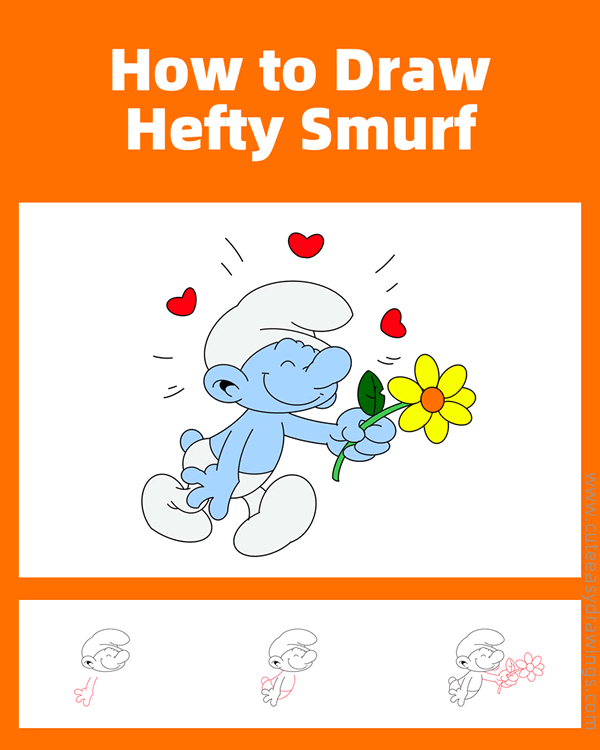 how to draw hefty smurf - www.cuteeasydrawings.com