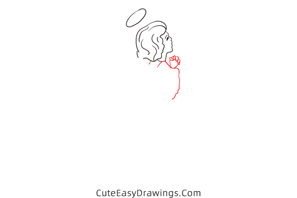 how to draw a praying angel - www.cuteeasydrawings.com