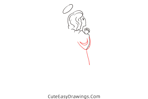 how to draw a praying angel - www.cuteeasydrawings.com