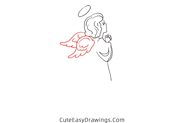 how to draw a praying angel - www.cuteeasydrawings.com