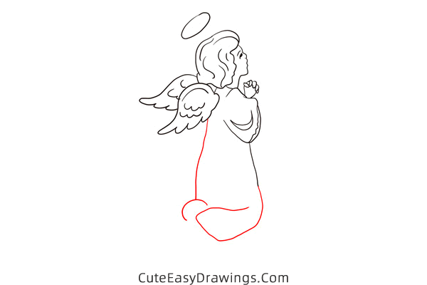 how to draw a praying angel - www.cuteeasydrawings.com