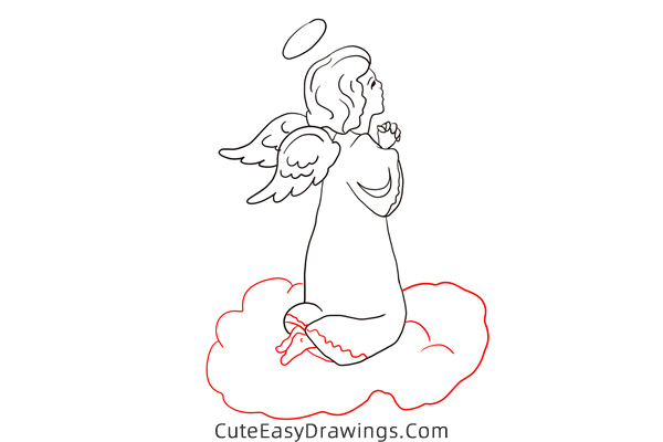 how to draw a praying angel - www.cuteeasydrawings.com