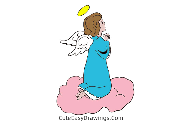 how to draw a praying angel - www.cuteeasydrawings.com